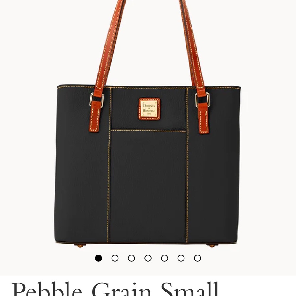 Dooney & Bourke Pebble Grain Small Lexington Tote black and camel leather